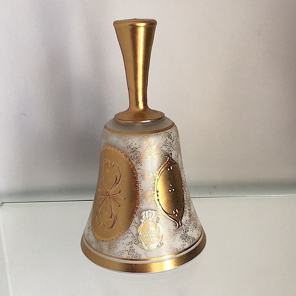 Vintage Imperlux Glass Crystal Bell 24K Gold Czechoslovakia